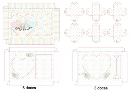 Arquivo de Corte Páscoa Caixa Coração com Doces  - Studio/PDF