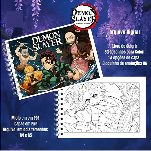 Arquivo Digital Livro de Colorir Demon Slayer - PDF