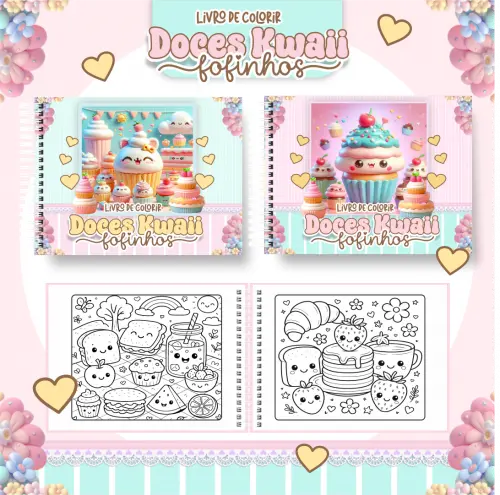 Arquivo Digital Livro de Colorir Doces Kawaii - PDF