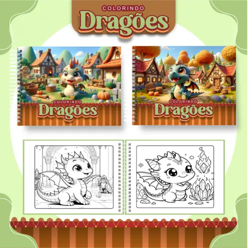 Arquivo Digital Livro de Colorir DRAGÕES - PDF