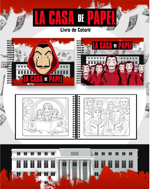 Arquivo Digital Livro de Colorir LA CASA DE PAPEL - PDF