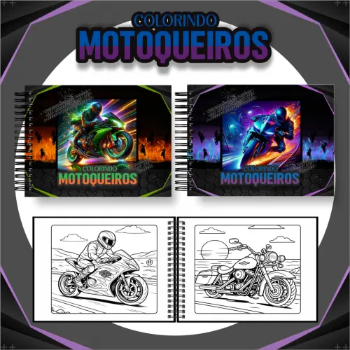 Arquivo Digital Livro de Colorir MOTOQUEIROS - PDF