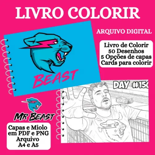 Arquivo Digital Livro de Colorir MR BEAST - PDF