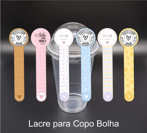 Arquivo Corte Adesivo Lacre para Copo Bolha Studio/PDF