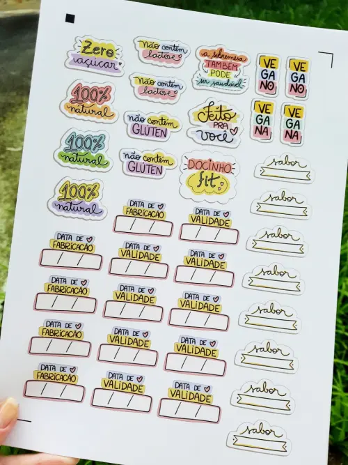 Arquivo Corte Adesivos Doces Fit Validades Studio/PNG