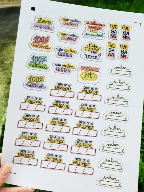 Arquivo Corte Adesivos Doces Fit Validades Studio/PNG