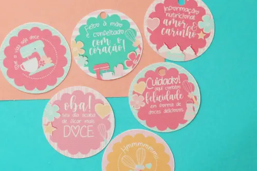 Arquivo Corte Adesivos e Tags Confeiteira PDF/PNG