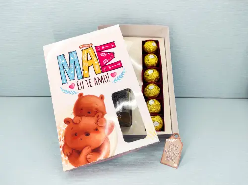 Arquivo de Corte Caixa Mini Champagne e 6 Doces Dia das Mães - STUDIO/PDF