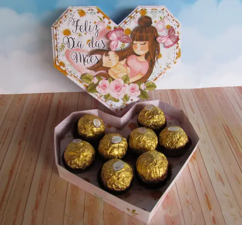 Arquivo de Corte Caixa Coração 8 Doces 01 Dia das Mães - STUDIO/PDF