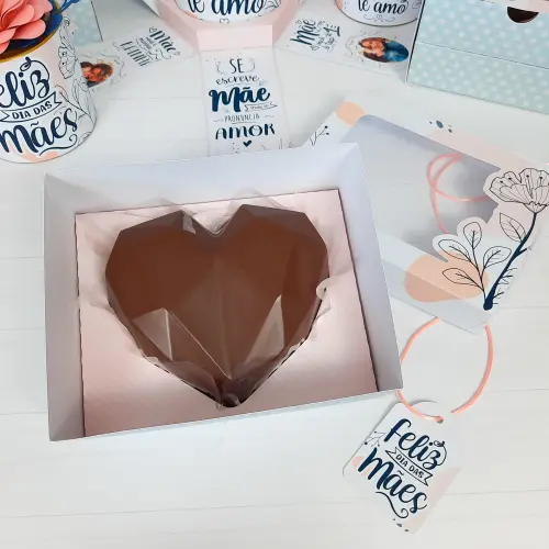 Arquivo de Corte Caixa Coração Lapidado 500g 04 Dia das Mães -