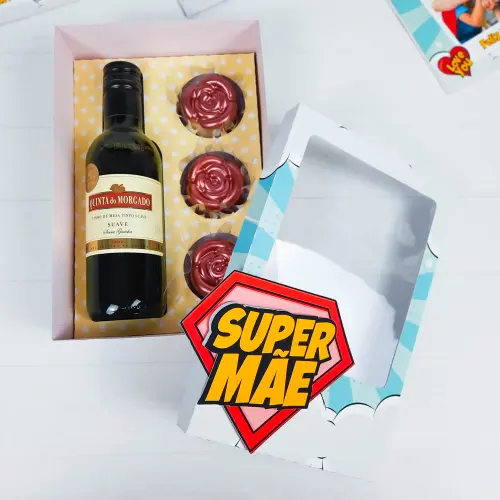 Arquivo de Corte Caixa Mini Vinho e 3 Rosas Dia das Mães - STUDI