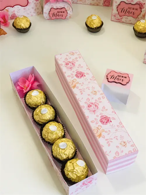 Arquivo de Corte Caixa 5 Doces Rosa 06 Dia das Mães - STUDIO/PDF
