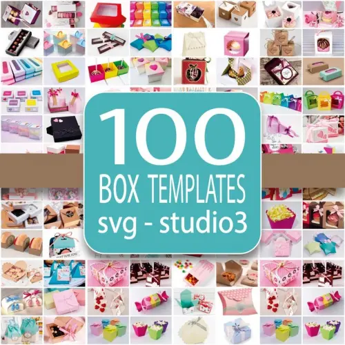 Arquivo de Corte Moldes 100 Box Templates Studio/SVG/PNG/DXF