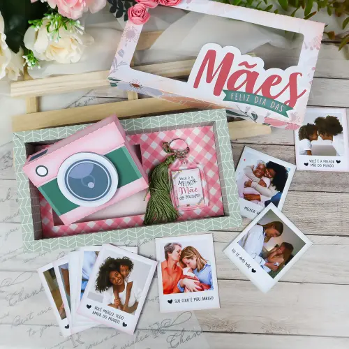 Arquivo de Corte Caixa Polaroid e Chaveiro Dia das Mães - STUDIO/PDF