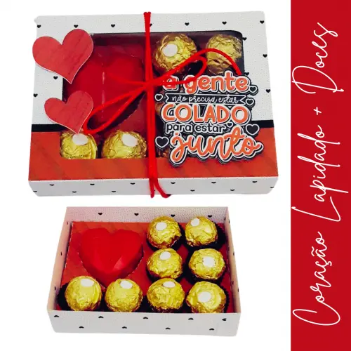 Arquivo de Corte Caixa 8 Doces e Coração Lapidado - Dia dos Namorados - Studio/PDF