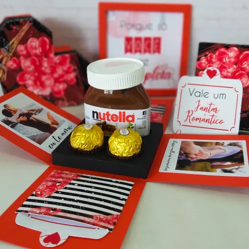 Arquivo de Corte Caixa Explosão 2 Doces e Nutella 02 - Dia dos Namorados - Studio/PDF