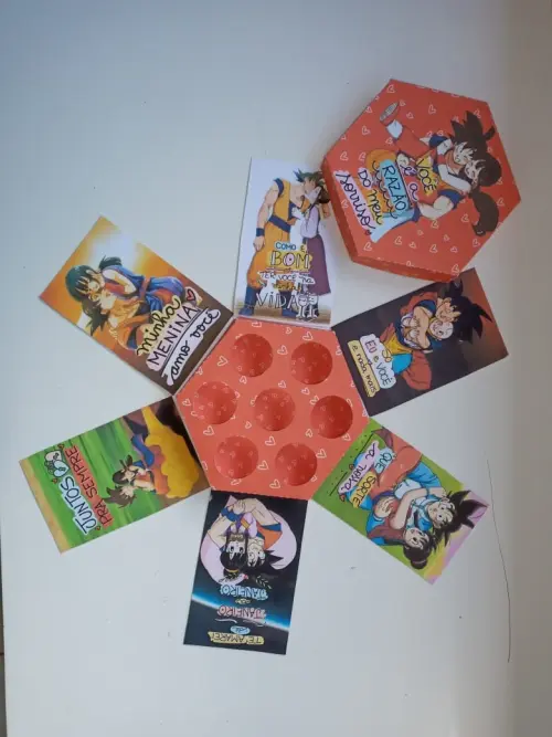 Arquivo de Corte Caixa Explosão 7 Doces Dragon Ball - Dia dos Namorados - Studio/PDF