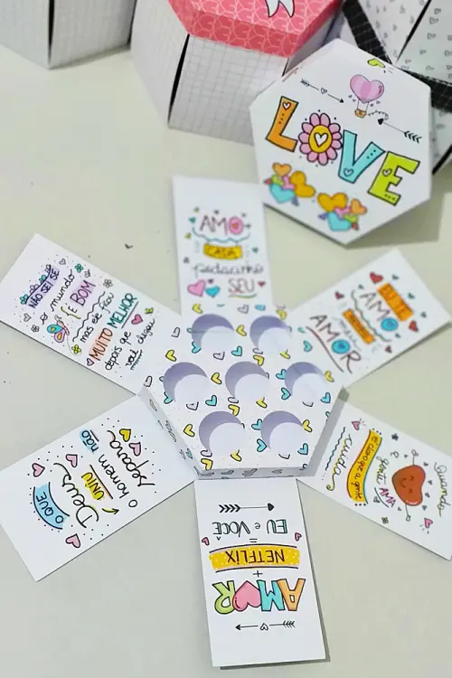 Arquivo de Corte Caixa Explosão Doces, Caneca e Mini Bolo 02 - Dia dos Namorados - Studio/PDF