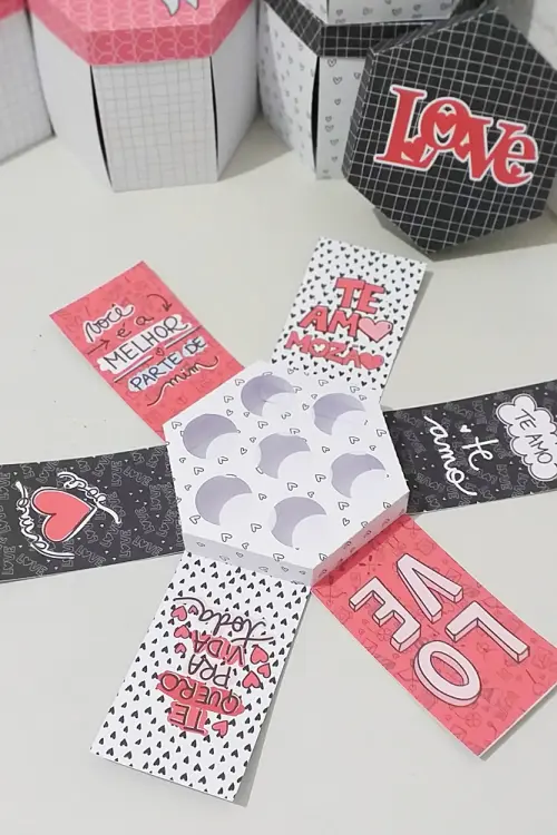Arquivo de Corte Caixa Explosão Doces, Caneca e Mini Bolo 03 - Dia dos Namorados - Studio/PDF