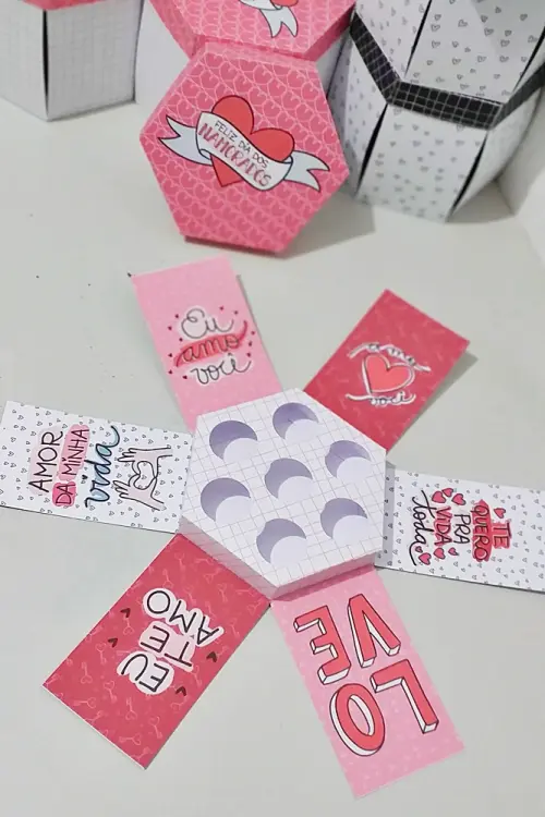 Arquivo de Corte Caixa Explosão Doces, Caneca e Mini Bolo 04 - Dia dos Namorados - Studio/PDF