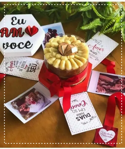Arquivo de Corte Caixa Explosão Mini Bolo 01 - Dia dos Namorados - Studio/PDF