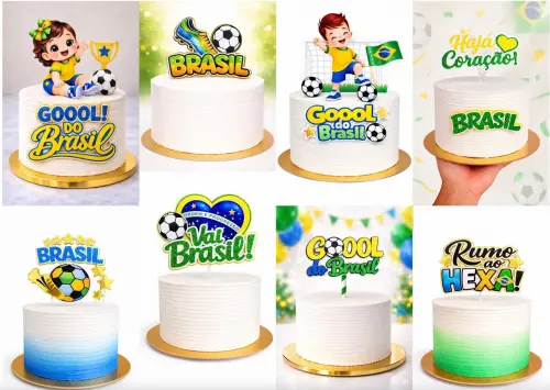 Arquivo de Corte Combo 14 Topos de Bolo Copa do Mundo Studio/PDF
