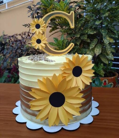 Arquivo de Corte Topo de Bolo Flores Girassol 03 - Somente Studio