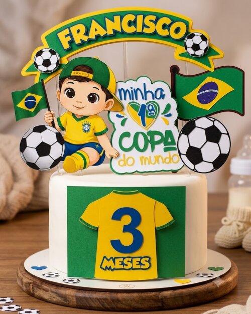 Arquivo de Corte Topo de Bolo Futebol Brasil Copa do Mundo Somente Studio