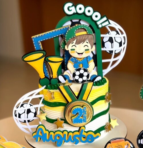 Arquivo de Corte Topo de Bolo Futebol Brasil 54 Copa - Studio/PDF/PNG