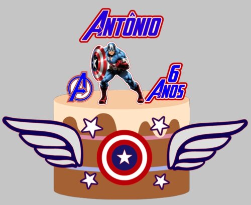 Arquivo de Corte Topo de Bolo Capitão América 01 - Somente Studio