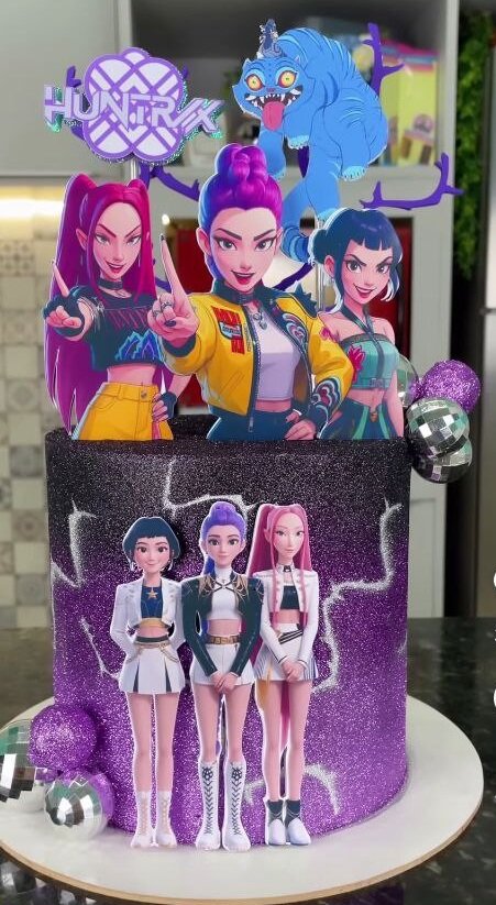 Arquivo de Corte Topo de Bolo Guerreiras do K-Pop 01 - Somente Studio