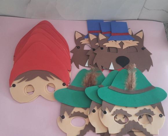 20 Máscaras Chapeuzinho Vermelho, Lobo e Caçador