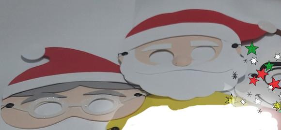 Máscara Papai Noel e Mamãe Noel