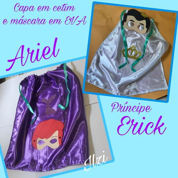 Capa e Máscara Ariel e Príncipe