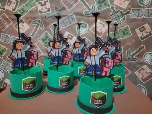 Lembrancinha Minecraft Centro de Mesa
