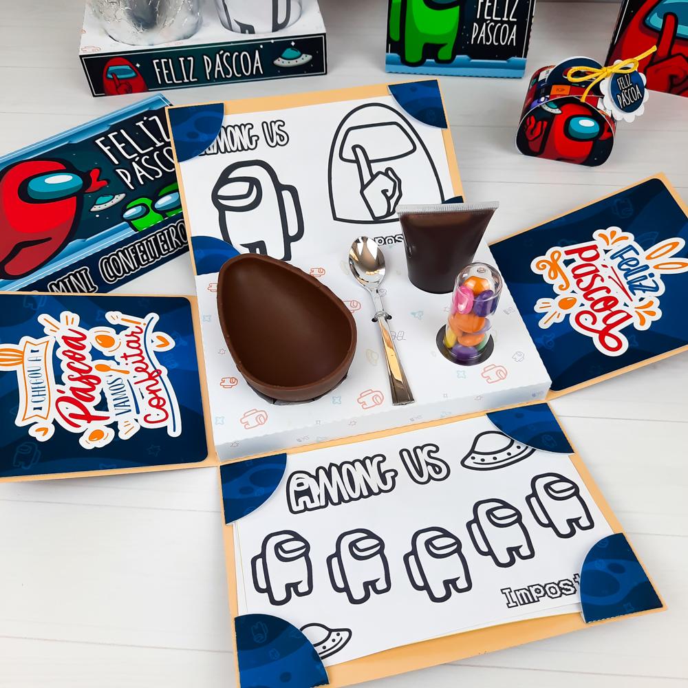 Arquivo de Corte caixa explosão Among Us páscoa