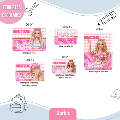 Arquivo de corte etiquetas barbie