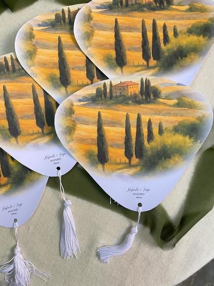 Leque Personalizado para Casamentos com Pingente Tassel