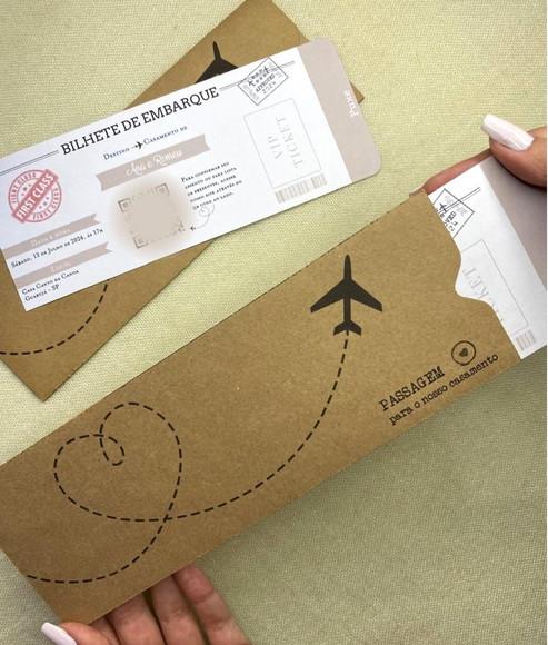 Convite de Casamento Passagem Aérea