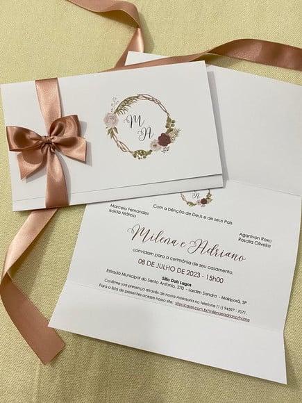 Convite de Casamento Clássico Floral