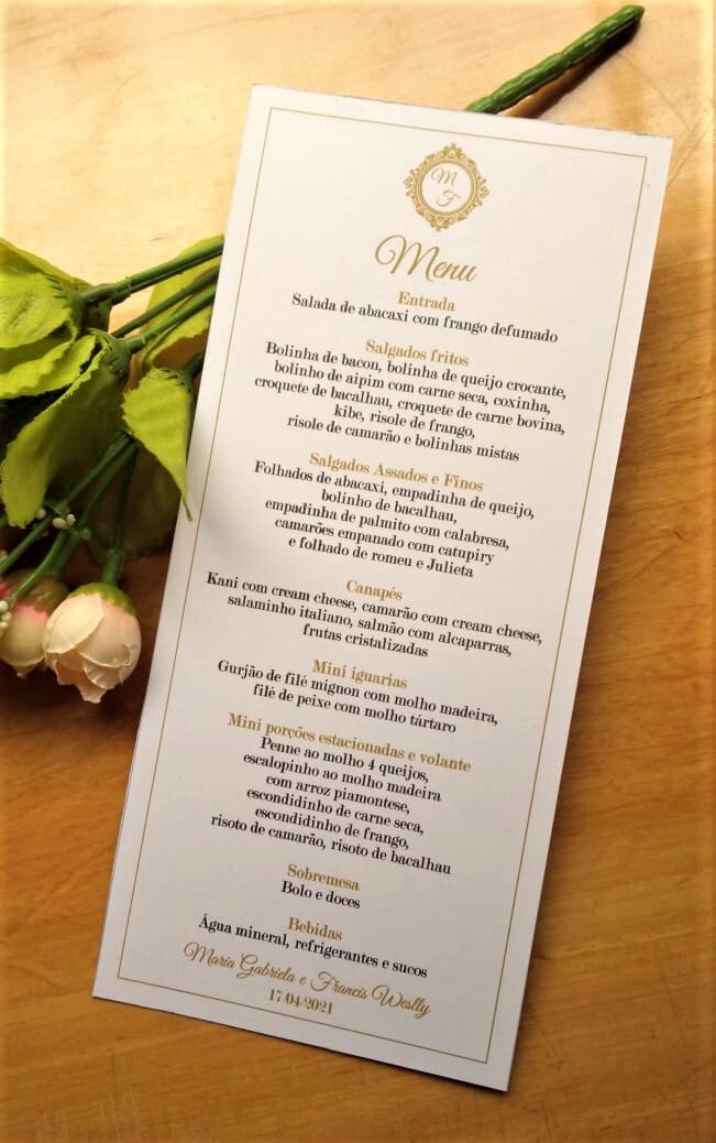 Menu Cardápio de Casamento Individual