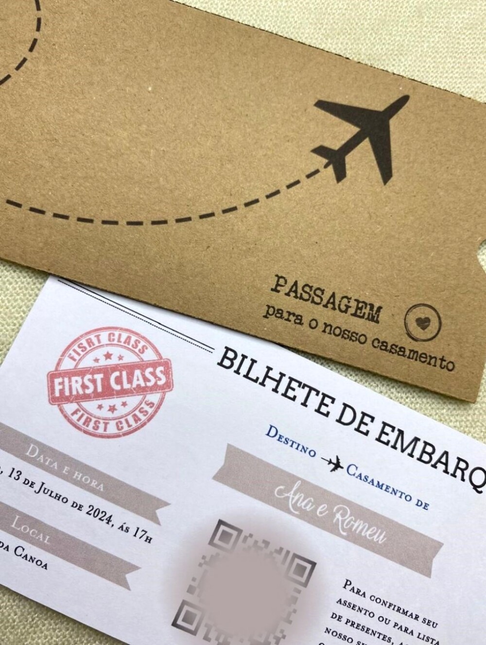 Convite de Casamento Passagem Aérea