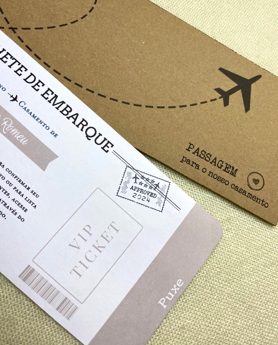 Convite de Casamento Passagem Aérea