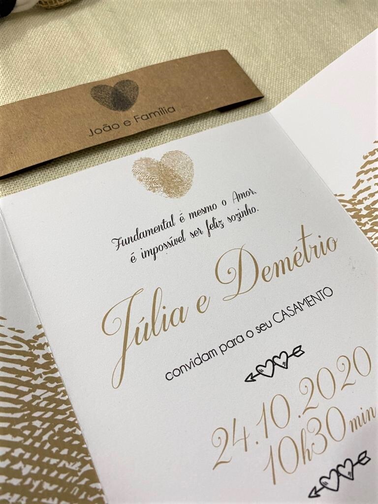 Convite Casamento com Faixa Rústica Nominal