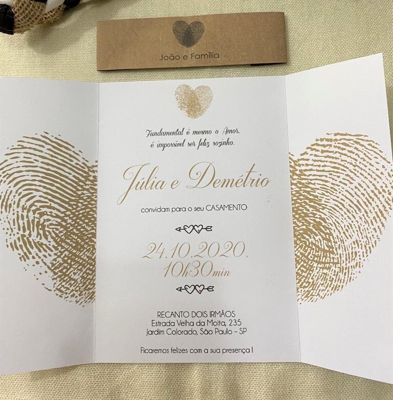 Convite Casamento com Faixa Rústica Nominal