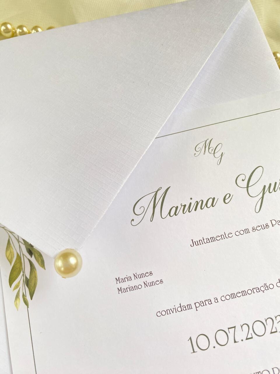 Convite de Casamento Clássico Simples c/ Meia Peróla