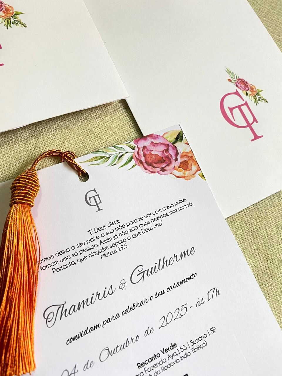 Convite de Casamento com Pingente Tassel