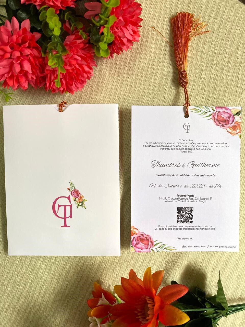 Convite de Casamento com Pingente Tassel