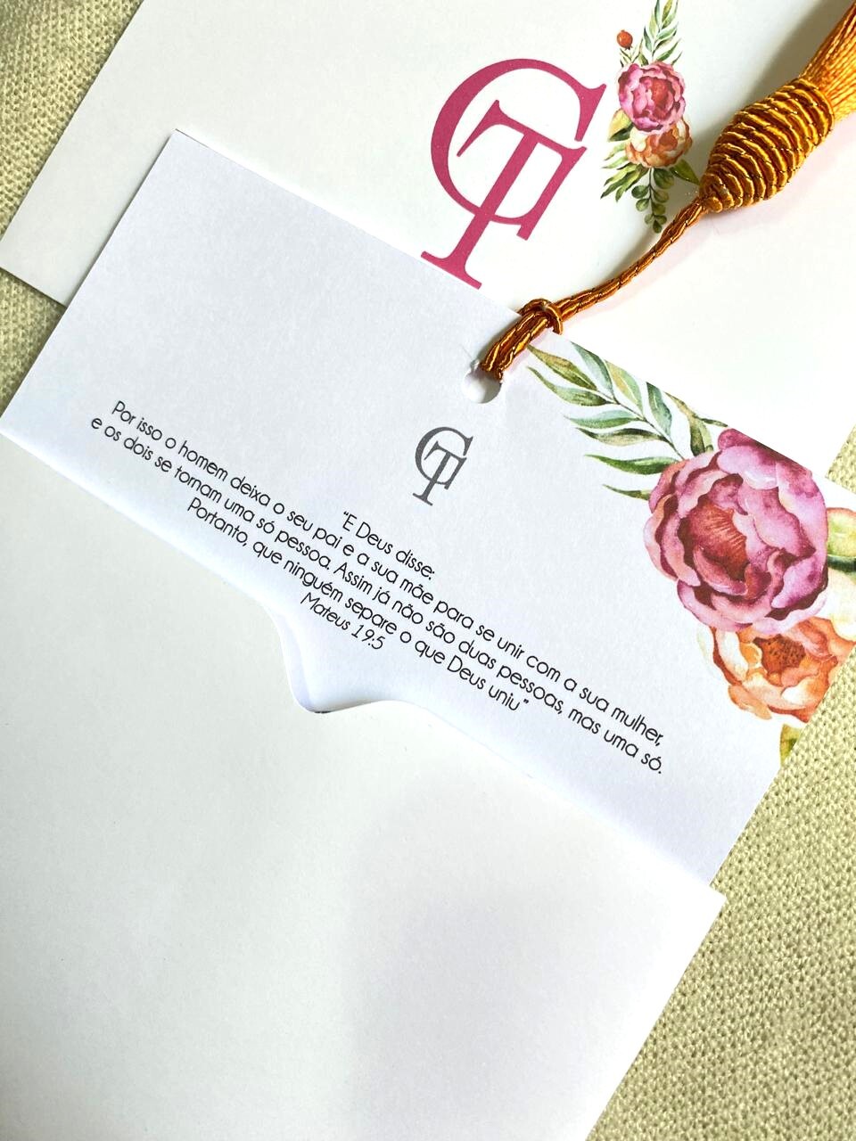 Convite de Casamento com Pingente Tassel
