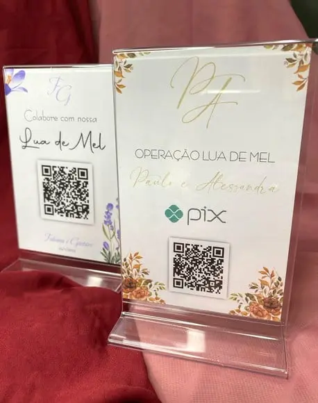 Placa Pix Casamento em Acrílico Hora da Gravata